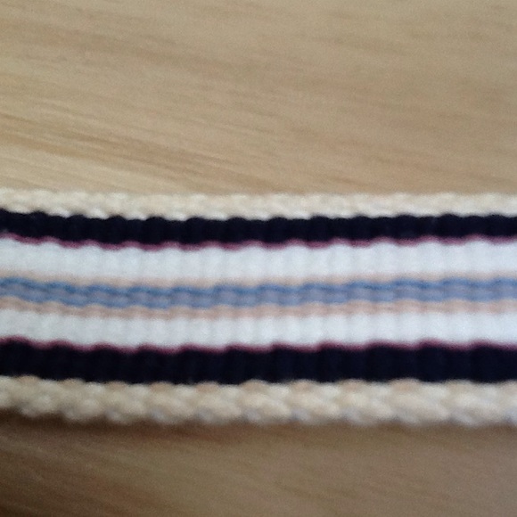 Canvas and Leather Striped Belt Total length 41 " - Picture 3 of 8